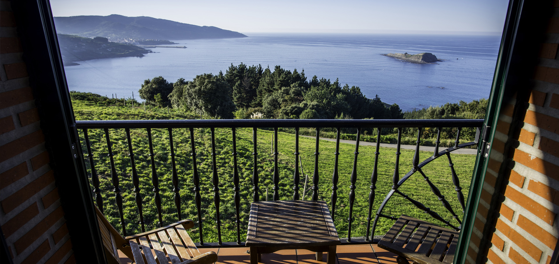 View from Gametxo Hotela overlooking the Urdaibai biosphere and coastline